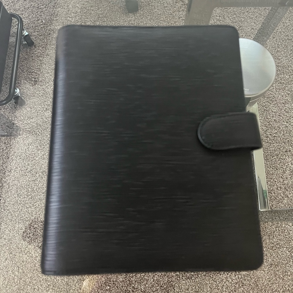 Cloth and Paper A5 6 ring contour leather planner cover black and silver